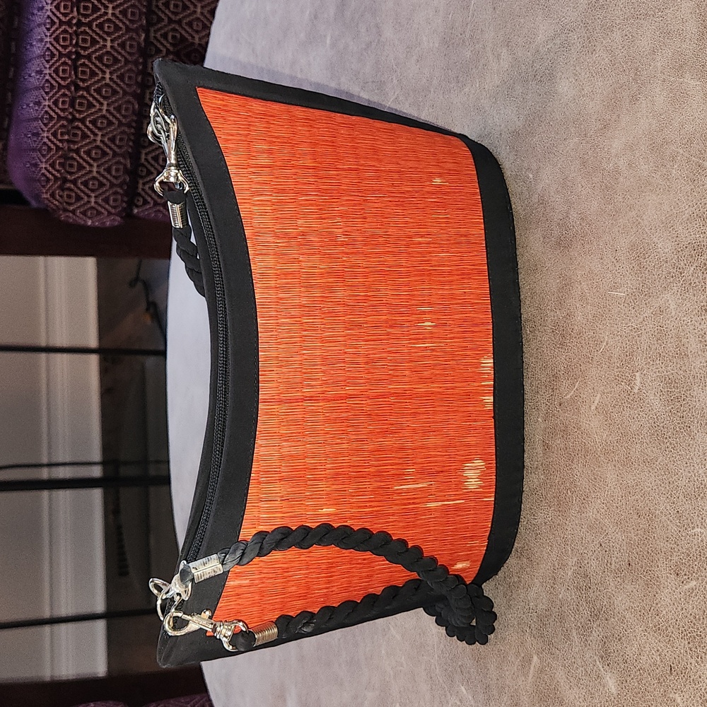 Orange Straw Structured Purse - image 3